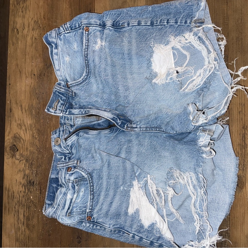 American Eagle Outfitters Ripped Light Blue Jean Shorts